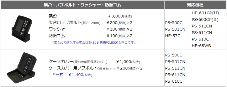 4.3/5型ワイド用 取付架台/ノブボルト/ワッシャー/防振ゴム 4.3/5型ワイド用 取付架台/ノブボルト/ワッシャー/防振ゴム